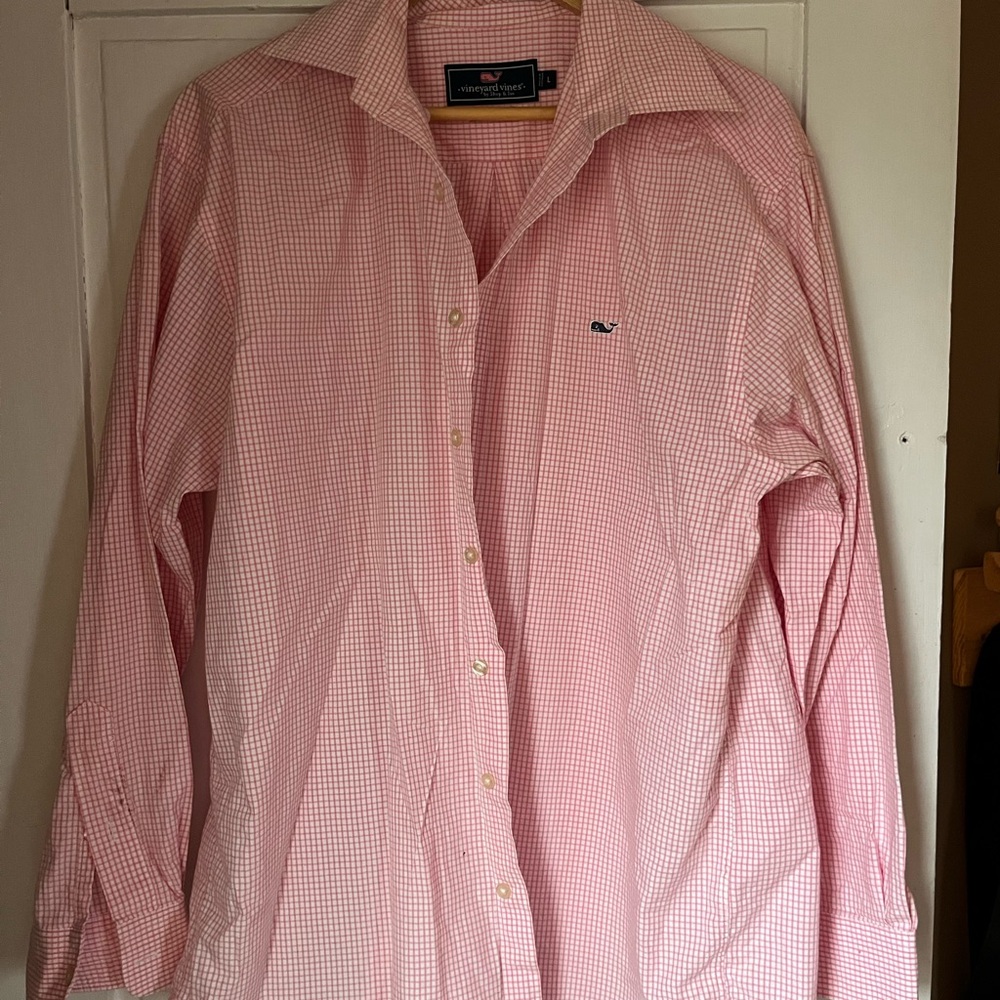 Vineyard Vines Men's Pink Checkered Dress Shirt